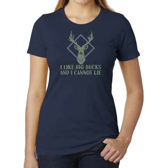 I like Big big bucks Ladies Funny T-shirt, Graphic T-shirts for Women - Heather Navy MH200WFUN S11 XS