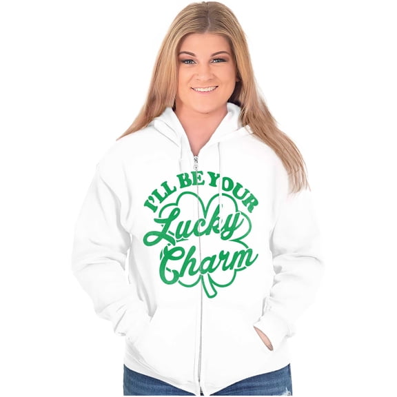 I'll Be Your Lucky Charm Clover Zip Up Hoodie Men's Women's Brisco Brands L