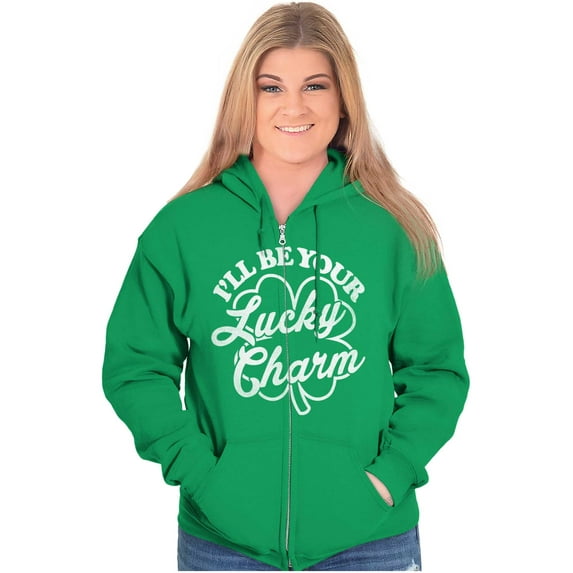 I'll Be Your Lucky Charm Clover Zip Up Hoodie Men's Women's Brisco Brands S
