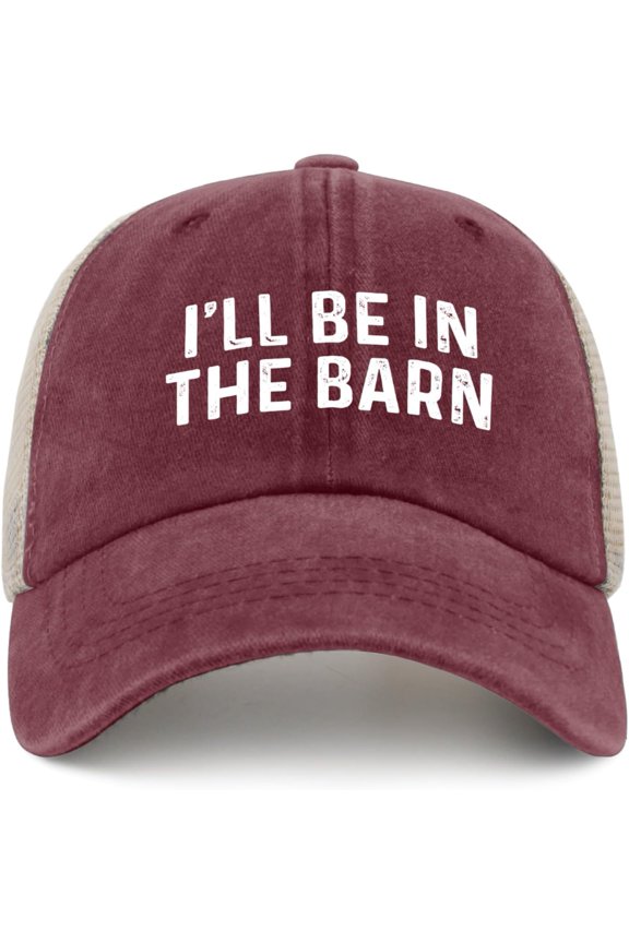 I'll Be in The Barn Hat Trucker Hat Women Vintage Mesh Baseball Cap for Summer