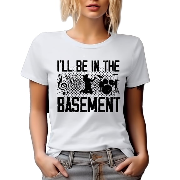 I'll Be in the Basement, Band Musician, Guitarist, Drummer, Vocalist or Music Artist, White T-Shirt, 3XL