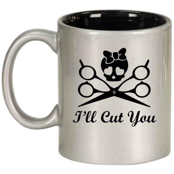 I'll Cut You Hair Dresser Stylist Ceramic Coffee Mug Tea Cup Gift (11oz Silver)