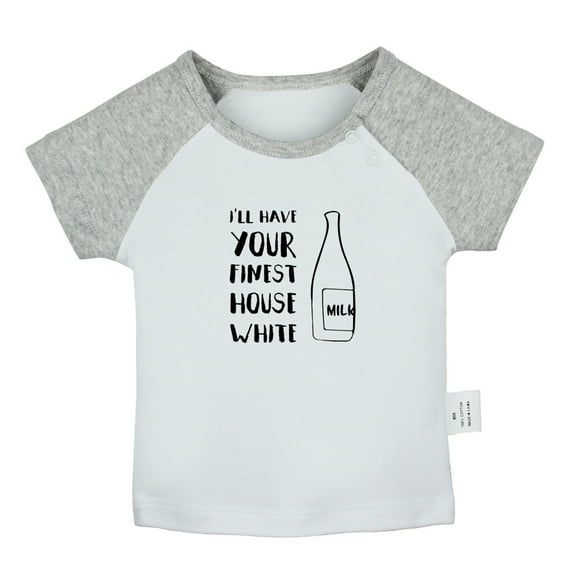 I'll Have Your Finest House White Funny T shirt For Baby, Newborn Babies T-shirts, Infant Tops, 0-24M Kids Graphic Tees Clothing (Short Gray Raglan T-shirt, 12-18 Months)