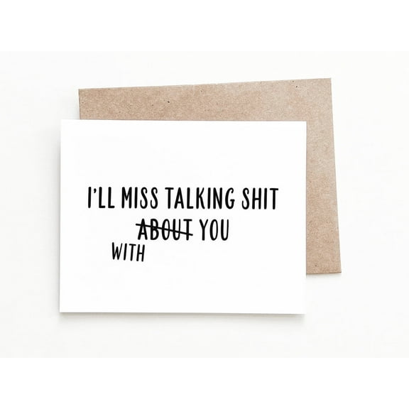 I'll Miss Talking with You Card  Funny Leaving Card  Blank Inside for Personal Messages  Includes Envelope  Perfect Farewell Gift