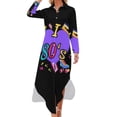 thumbnail image 1 of I love 80's Girl 1980s Fashion Theme Party Outfit Eighties Costume Long Sleeved Shirt Dress women's summer jumpsuit, 1 of 6