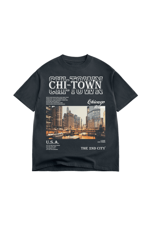 Graphic T-shirt 100% Cotton I love Chicago Oversize, Size S-2XL