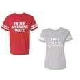 thumbnail image 1 of I love My Awesome Husband wife Unisex Couple Matching Cotton Jersey style T-Shirt Contrasting stripes on sleeves (Men Red / Women Heather) (Men S / Women L), 1 of 3