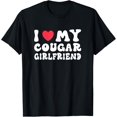 thumbnail image 1 of I love My Cougar Gf Heart Girlfriend Funny Age Gap Valentine T-ShirtMen's and women's gift, black and white T-shirt, size: Extra large S-4XL, 1 of 4