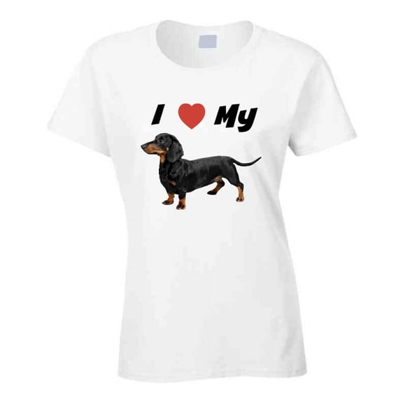 I love My Dachshund Ladies Fitted T-Shirt Wiener Dog Tee Shirt Clothing New