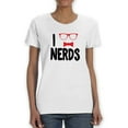 thumbnail image 1 of I love Nerd Graphic Quote Women White T-Shirt, Female XX-Large, 1 of 4
