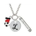 thumbnail image 1 of I love Soccer - Red Heart - L - Script Initial Disc Courage Strength Wisdom Zoe Necklace, 1 of 1