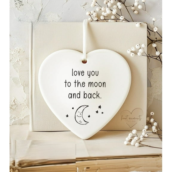 I love You To The Moon and Back Christmas Ornament - Personalized Gift for Couples - Custom Gift for Boyfriend + Girlfriend