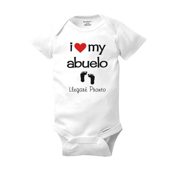 I love my abuelo Llegare Pronto - Surprise spanish baby birth pregnancy announcement - wallsparks cute & funny Brand - White Newborn Size (0-3 Mos) Unisex
