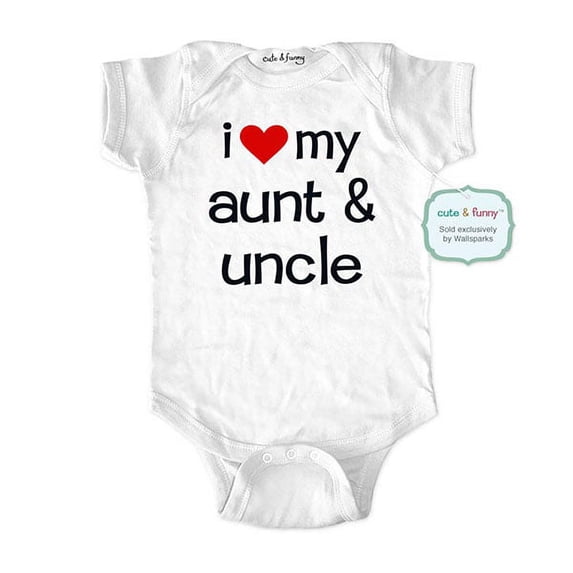 I love my aunt & uncle - wallsparks cute & funny Brand - baby one piece bodysuit - Great baby shower gift or surprise baby birth pregnancy announcement!