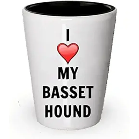 I love my Basset Hound Shot Glass - Basset Hound Lover gifts