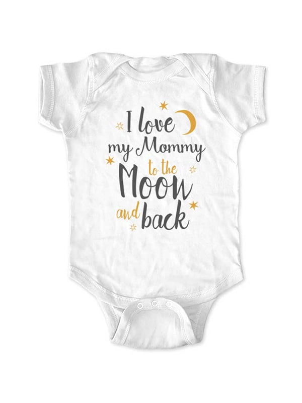 I love my Mommy to the moon and back - new baby surprise - wallsparks cute & funny Brand - baby one piece bodysuit - Great baby shower gift!