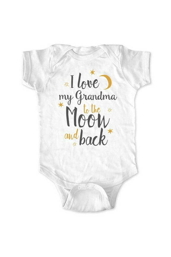 I love my grandma to the moon and back - new baby surprise - wallsparks cute & funny Brand - baby one piece bodysuit - Great baby shower gift!