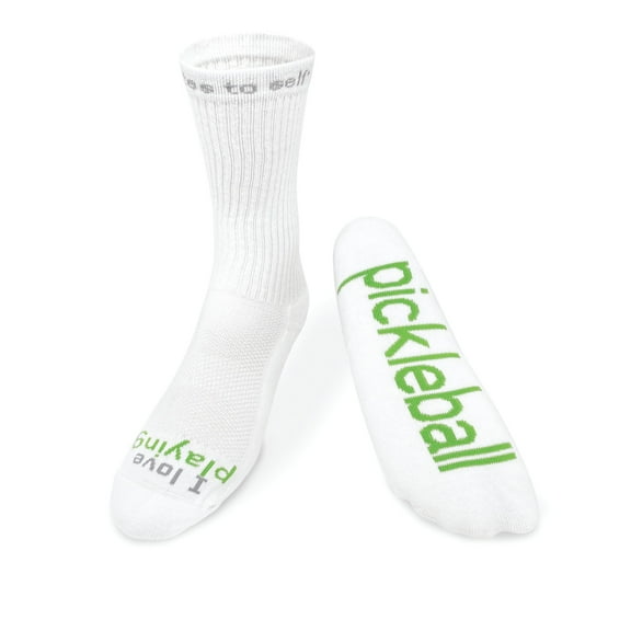 I LOVE PLAYING Pickleball - White Crew Socks