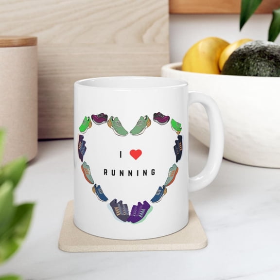 I love running, Marathon mug, Runner Gift, I heart running, Jogging, Fitness Shirt, Running Gif, Gift runner, running s heart.