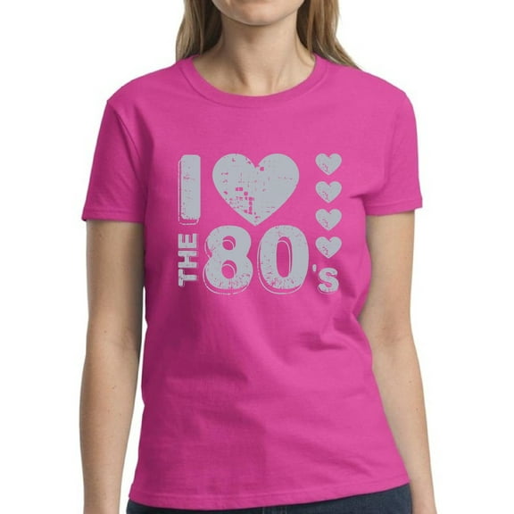 I love the 80's Gray Shirt for Women - S M L XL 2XL 3XL Retro Costume 80s Graphic Tee - T-Shirt 80s Party Tee Gift
