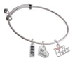 thumbnail image 1 of I love to Cheer with Pink Heart God Mother Heart Expandable Bangle Bracelet, 1 of 1
