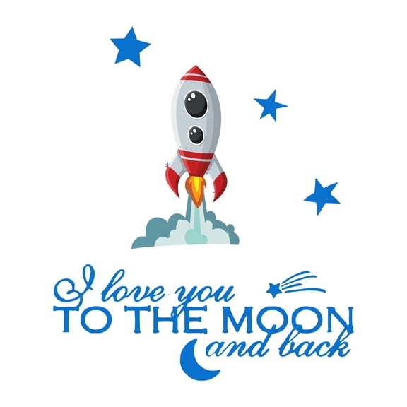I love you to the Moon & back Quote Home DecorWall Decal Decoration I love you to the Moon & back Adventurous Space Cartoon Rocket Decorating Ideas for Child's Bedroom Size: 32 In(W) x 40 In(H)