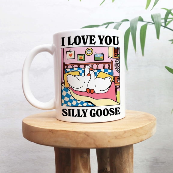 I love you Silly Goose Mug, Cute Romantic Gift Mug, Cute Ducks Mug, Girlfriend Boyfriend Gift, Artisan Handmade Coffee Cup, Romantic Gifts