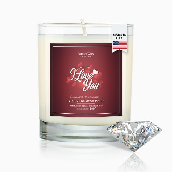 I love you Surprise Candle With Diamond Inside | Foreverwick Candles | Scented Soy Candles Gifts For Women Anniversary Candle Wax | Romance Candles All-Natural Organic Soy Candle 14oz | 70h