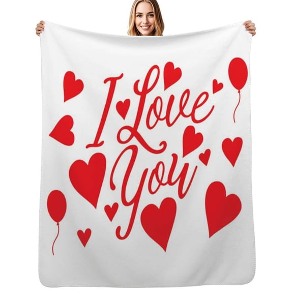 I love you letters love heart Flannel Blankets Soft Throw Blanket Winter Travel Office Outdoor Bedspread