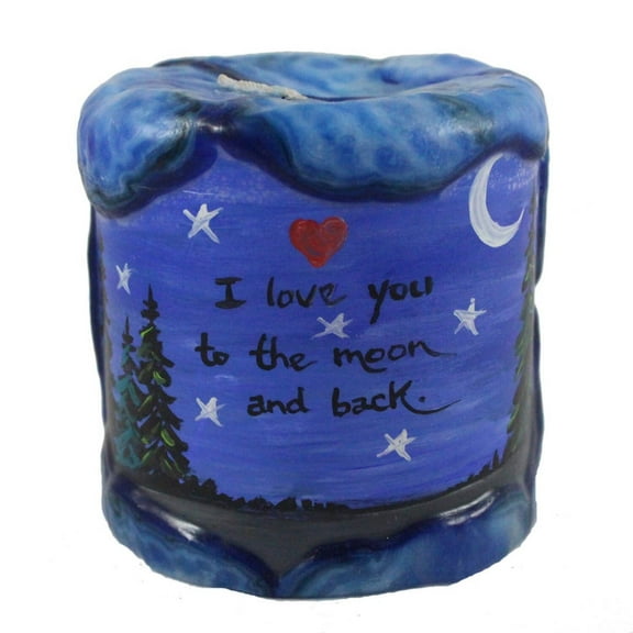 "I love you to the moon and back" Pillar Candle 4X4"