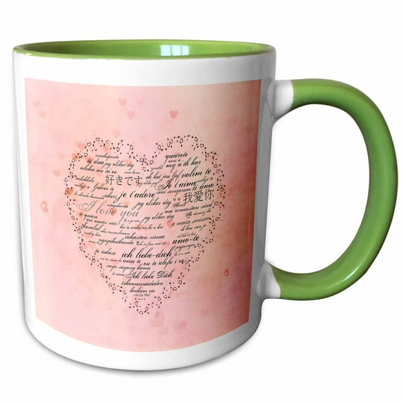 I love you written in languages of the world in the shape of a heart 11oz Two-Tone Green Mug mug-339805-7