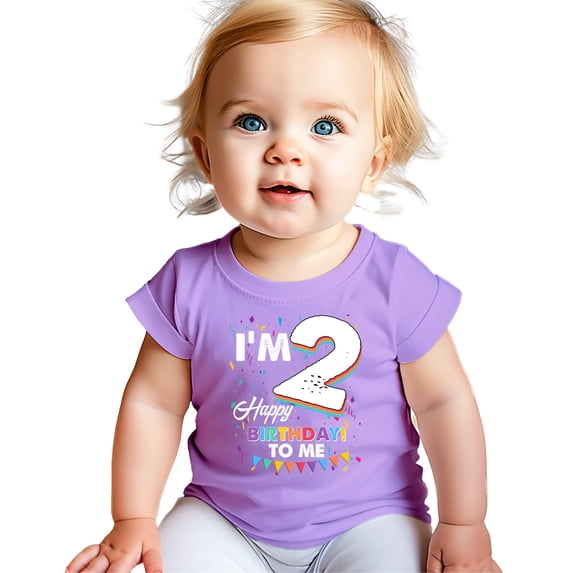 I'm 2 Birthday Shirt for Boys & Girls Happy Birthday to Me Unisex Toddler Tee Purple Shirt 2T
