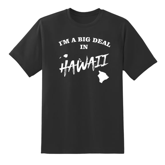 I'm A Big Deal in Hawaii Funny Men or Women Graphic Hawaii Map Tee Mens Graphic T Shirts Black,L