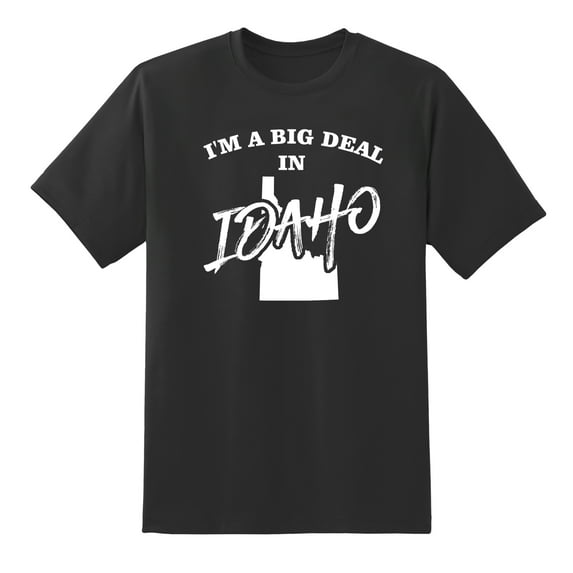 I'm A Big Deal in Idaho Funny Men or Women Graphic Idaho Map Tee Mens Graphic T Shirts Black,S