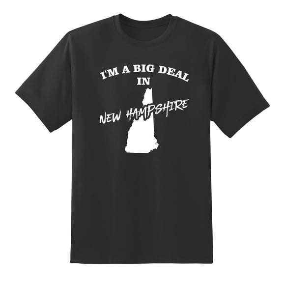 I'm A Big Deal in New Hampshire Funny Men or Women Graphic New Hampshire Map Tee Mens Graphic T Shirts Black,XXL