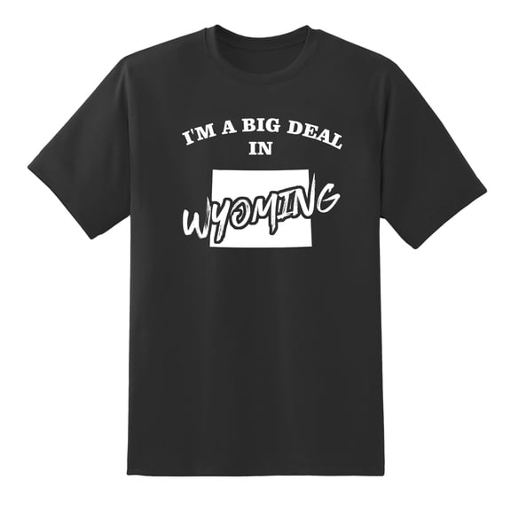 I'm A Big Deal in Wyoming Funny Men or Women Graphic Wyoming Map Tee Mens Graphic T Shirts Black,XL