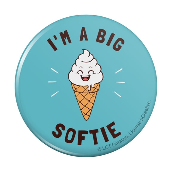 I'm A Big Softie Soft Serve Ice Cream Cone Funny Humor Pinback Button Pin