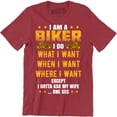 thumbnail image 1 of I'm A Biker I Do What I Do Except I Gotta Ask My Wife One Sec Funny Slogan Mens T-Shirt, 1 of 4