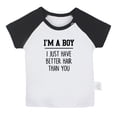 thumbnail image 1 of I'm A Boy, I Just Have Better Hair Than you Funny T shirt For Baby, Newborn Babies T-shirts, Infant Tops, 0-24M Kids Graphic Tees Clothing (Short Black Raglan T-shirt, 12-18 Months), 1 of 4