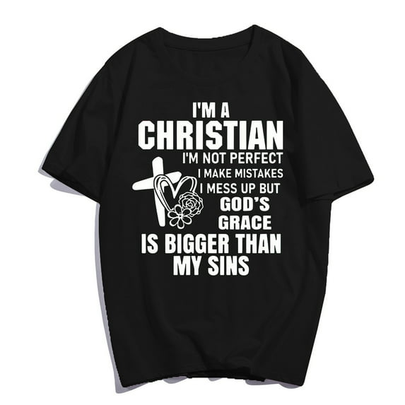 I'm A Christian T-Shirt Pray Christ Faith Jesus Casual Women Men Graphics Summer Tops Gift Tee Black Large