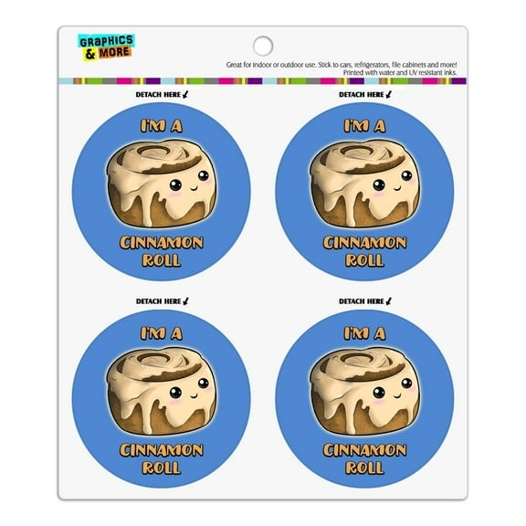 I'm A Cinnamon Roll Kawaii Refrigerator Fridge Locker Vinyl Circle Magnet Set