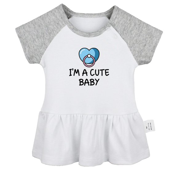 I'm A Cute Baby Funny Dresses For Baby, Newborn Babies Skirts, Infant Princess Dress, 0-24M Kids Graphic Clothes (Gray Raglan Dresses, 12-18 Months)