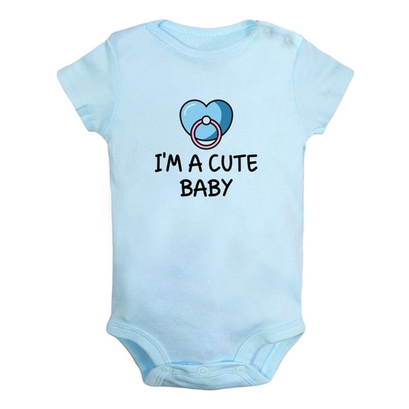 I'm A Cute Baby Funny Rompers For Babies, Newborn Baby Unisex Bodysuits, Infant Jumpsuits, Toddler 0-24 Months Kids One-Piece Oufits (Blue, 12-18 Months)