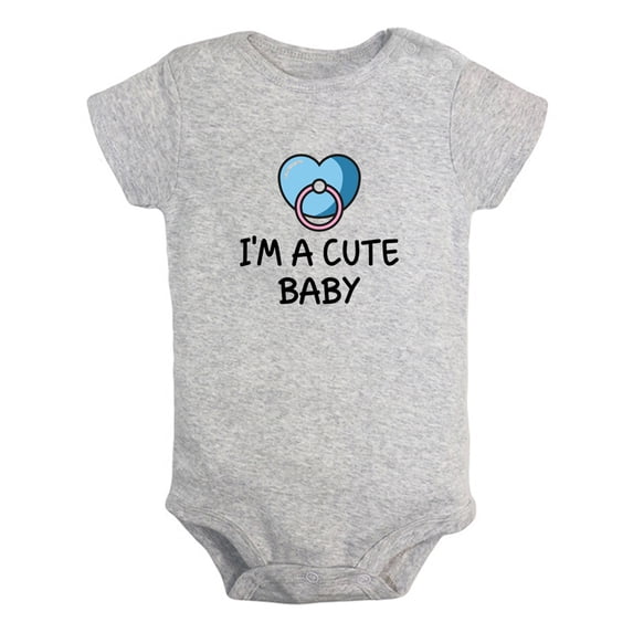 I'm A Cute Baby Funny Rompers For Babies, Newborn Baby Unisex Bodysuits, Infant Jumpsuits, Toddler 0-24 Months Kids One-Piece Oufits (Gray, 6-12 Months)