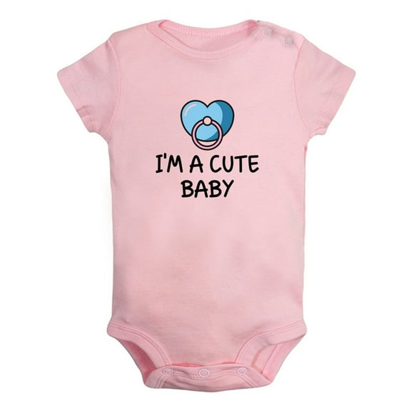 I'm A Cute Baby Funny Rompers For Babies, Newborn Baby Unisex Bodysuits, Infant Jumpsuits, Toddler 0-24 Months Kids One-Piece Oufits (Pink, 0-6 Months)