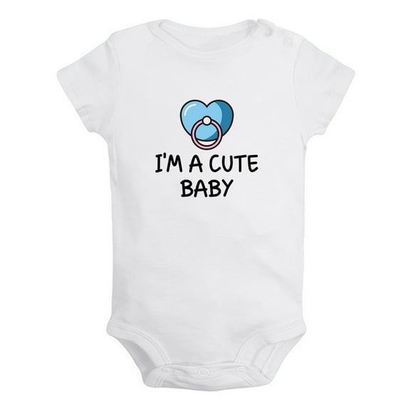 I'm A Cute Baby Funny Rompers For Babies, Newborn Baby Unisex Bodysuits, Infant Jumpsuits, Toddler 0-24 Months Kids One-Piece Oufits (White, 12-18 Months)