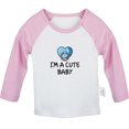 thumbnail image 1 of I'm A Cute Baby Funny T shirt For Baby, Newborn Babies T-shirts, Infant Tops, 0-24M Kids Graphic Tees Clothing (Long Pink Raglan T-shirt, 0-6 Months), 1 of 4