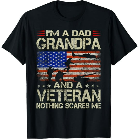 I'm A Dad Grandpa And Veteran Funny Retro Papa Grandpa Gifts T-Shirt100% cotton