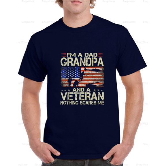 I'm A Dad Grandpa Veteran Fathers Day Funny Retro Military Hero Gift T-Shirt Unisex, up to 5XL