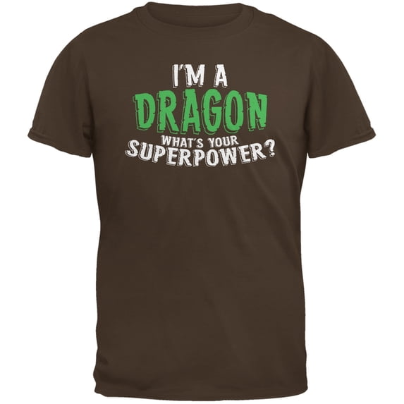 I'm A Dragon What's Your Superpower Brown Adult T-Shirt - Medium